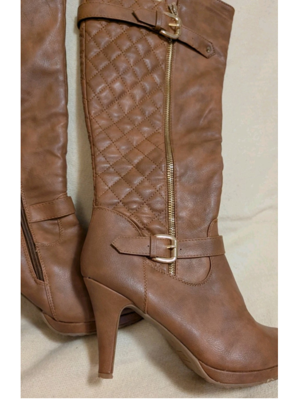 Top Moda Size 9 Women's Knee High Brown Stiletto Heeled Boots B112 - Picture 6 of 7